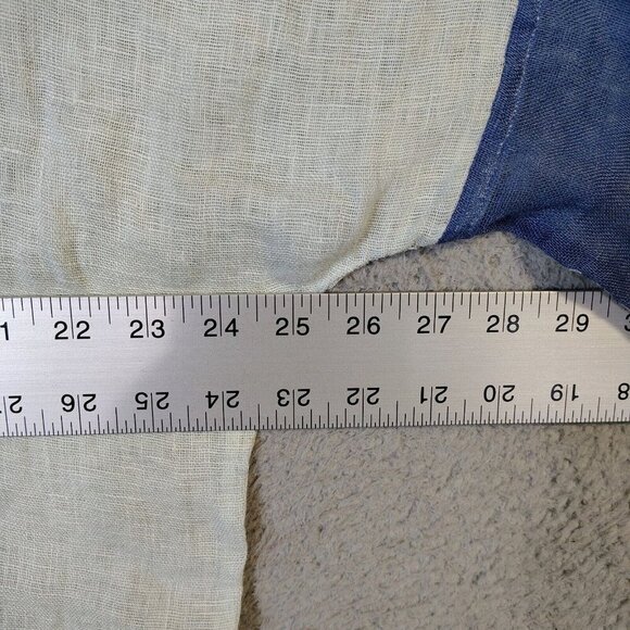 Chicos Top Women 2 Blue Ombre 100% Linen Lace Beaded Fringe V-Neck Blouse Preppy - Picture 13 of 13